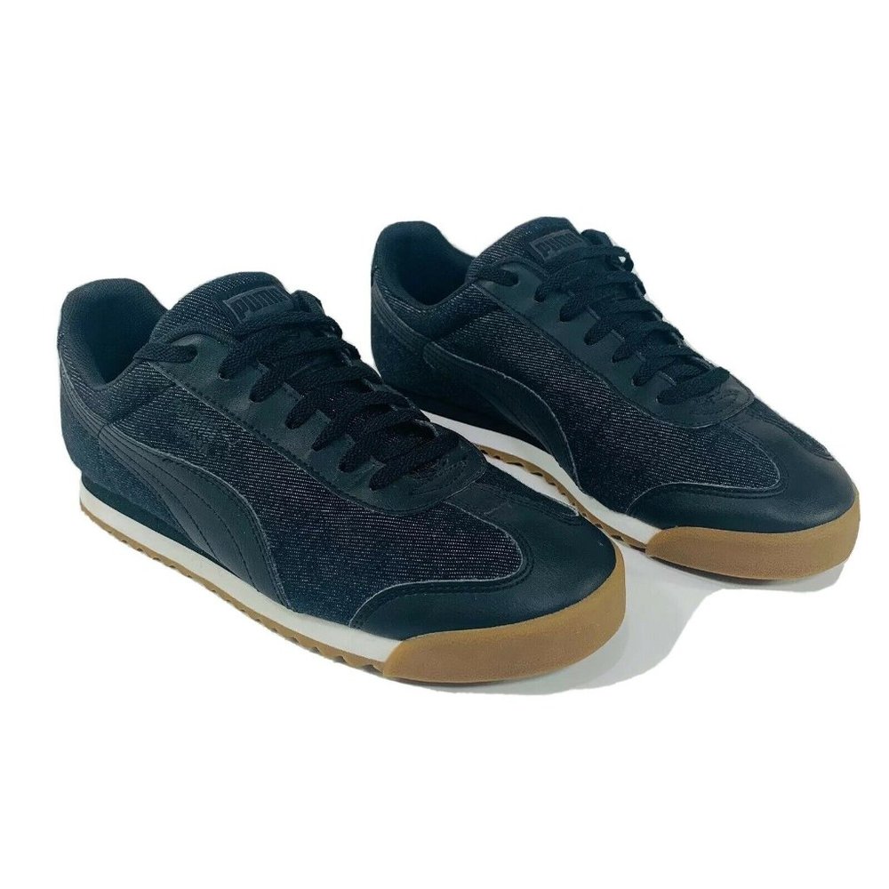 PUMA ROMA Black Waxed Denim Citi Series Sneakers